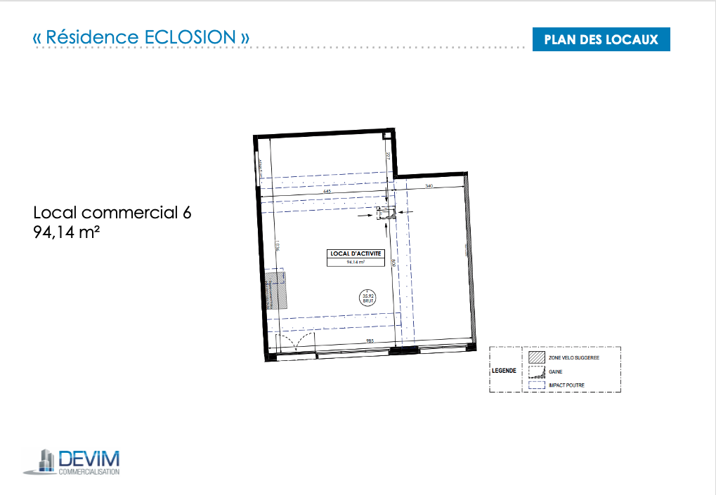 Local commercial 94,14m2 centre ville