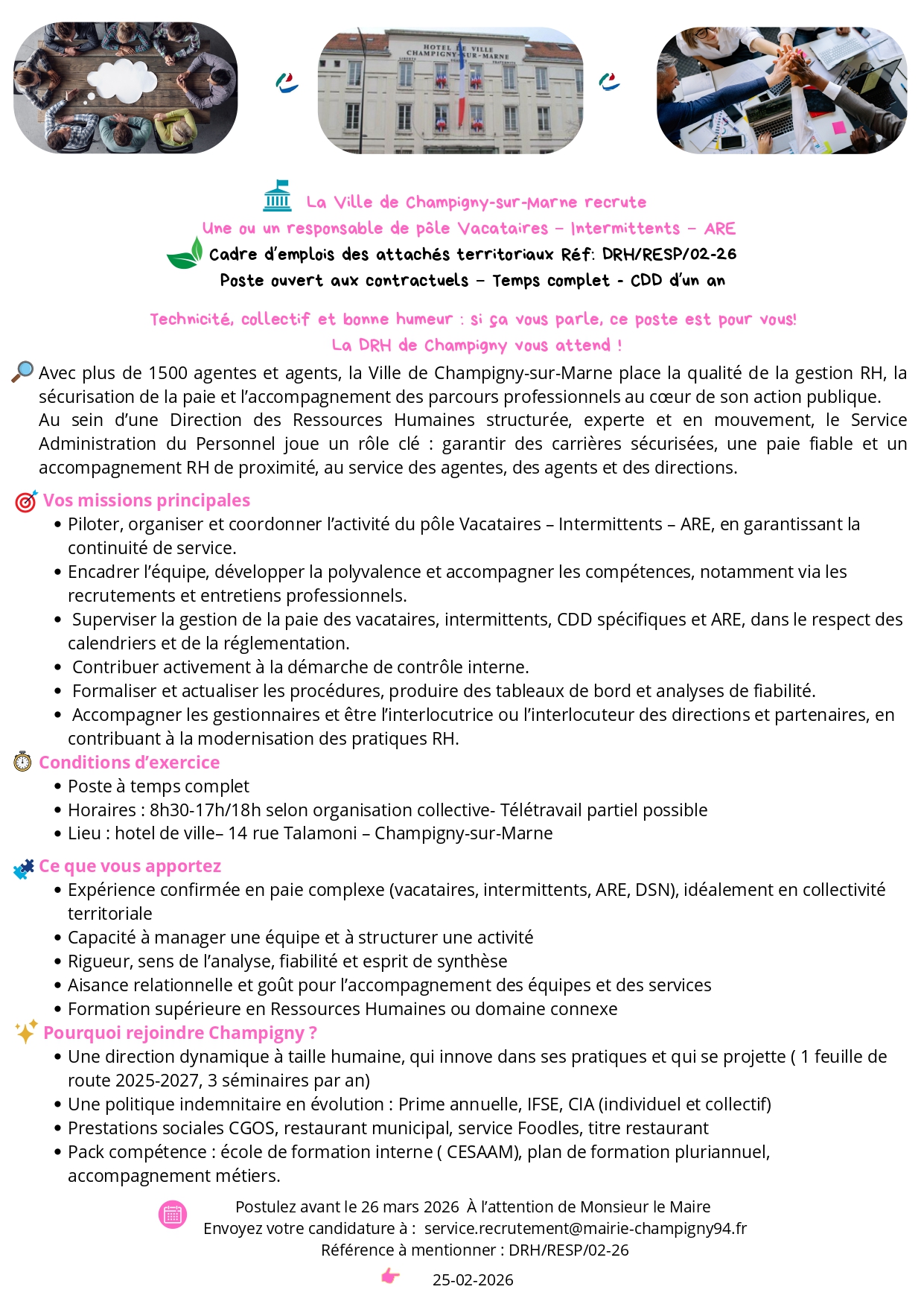 Une ou un responsable de pôle Vacataires – Intermittents – ARE