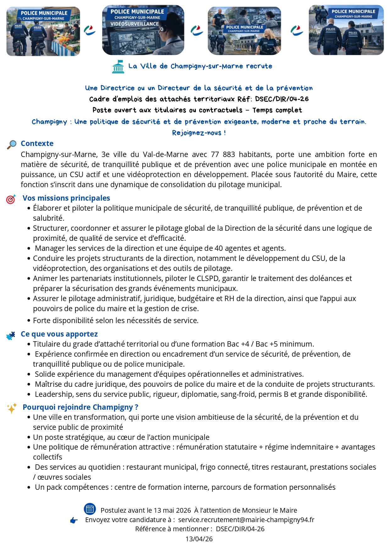 Une Directrice ou un Directeur de la sécurité et de la prévention 