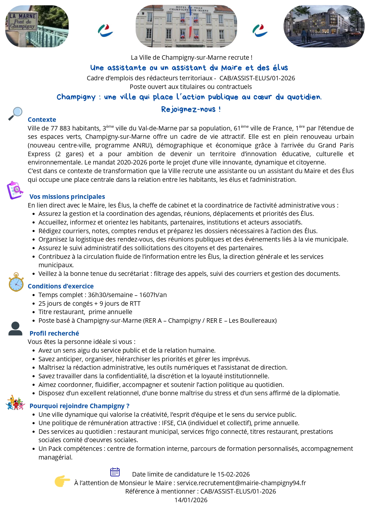 Une assistante ou un assistant du Maire et des élus