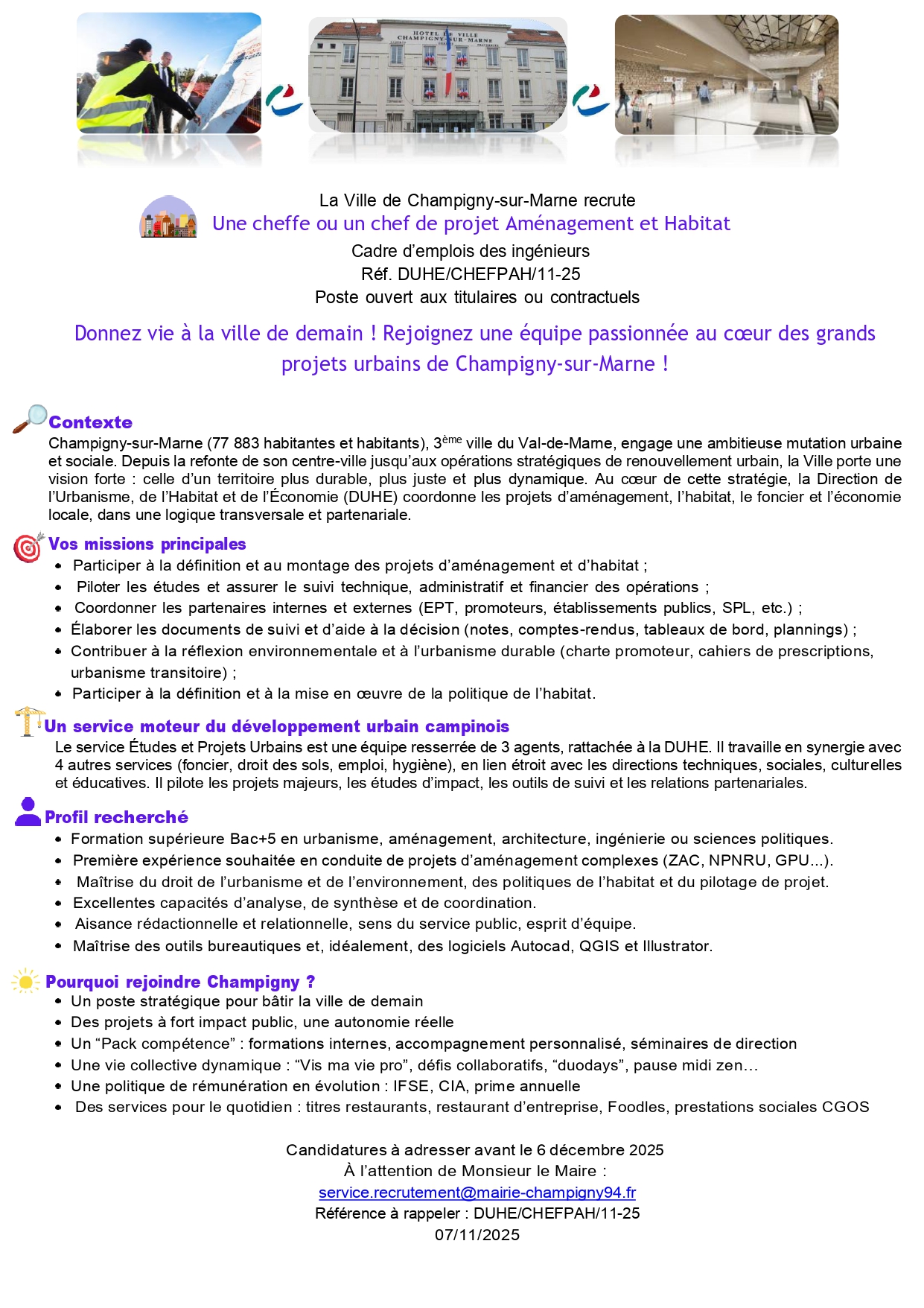 Une cheffe ou un chef de projet Aménagement et Habitat