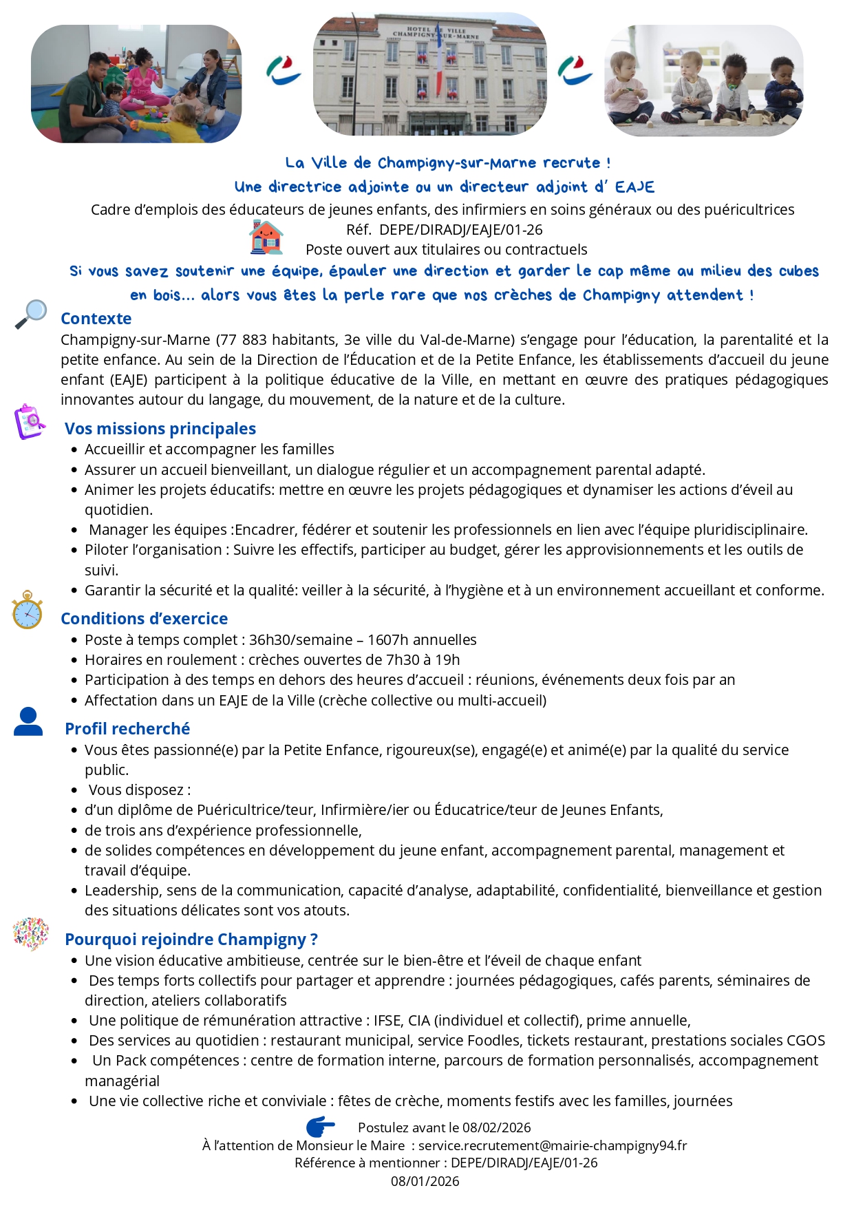 Une directrice adjointe ou un directeur adjoint d’ EAJE