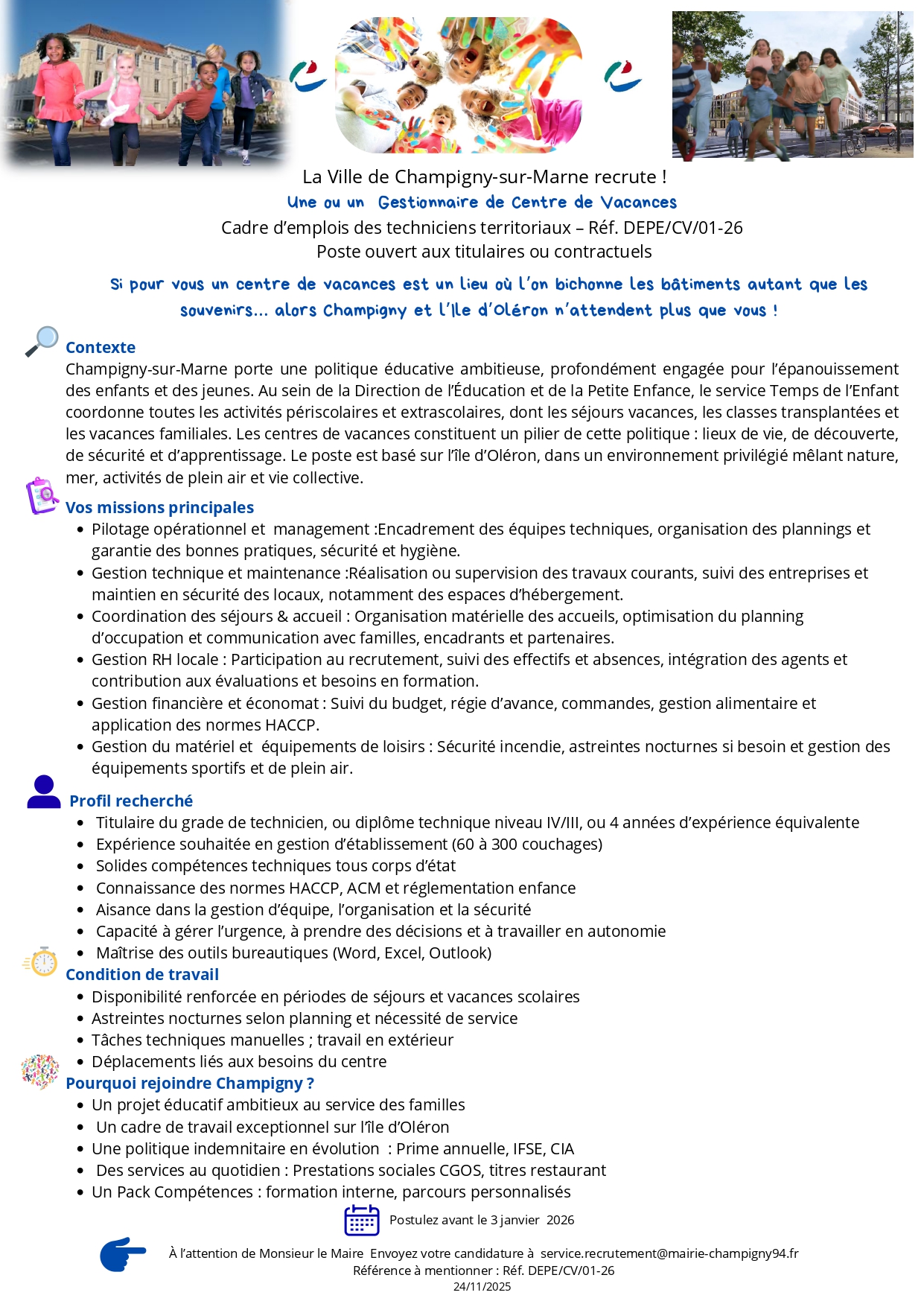 Une ou un Gestionnaire de Centre de Vacances