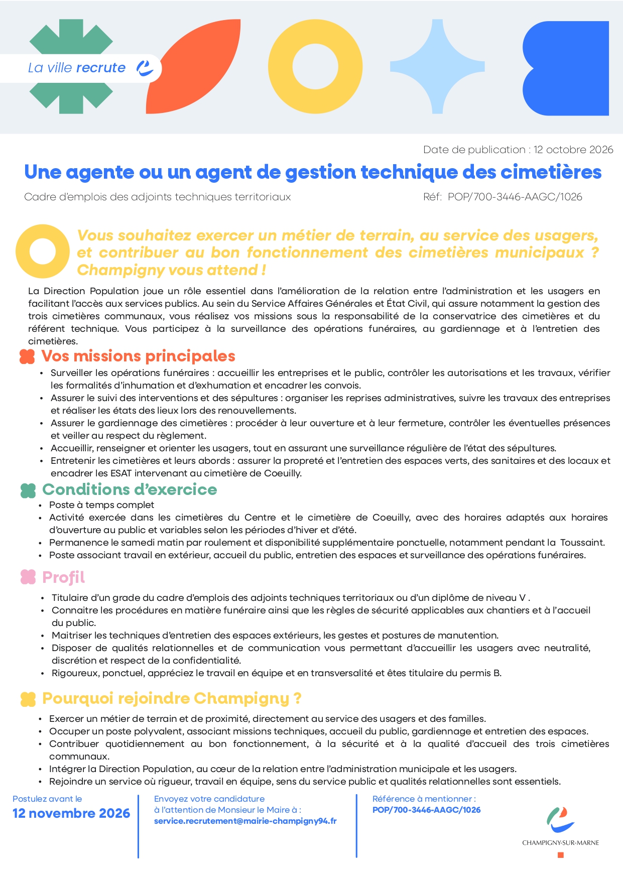 Une agente ou un agent de gestion technique des cimetières