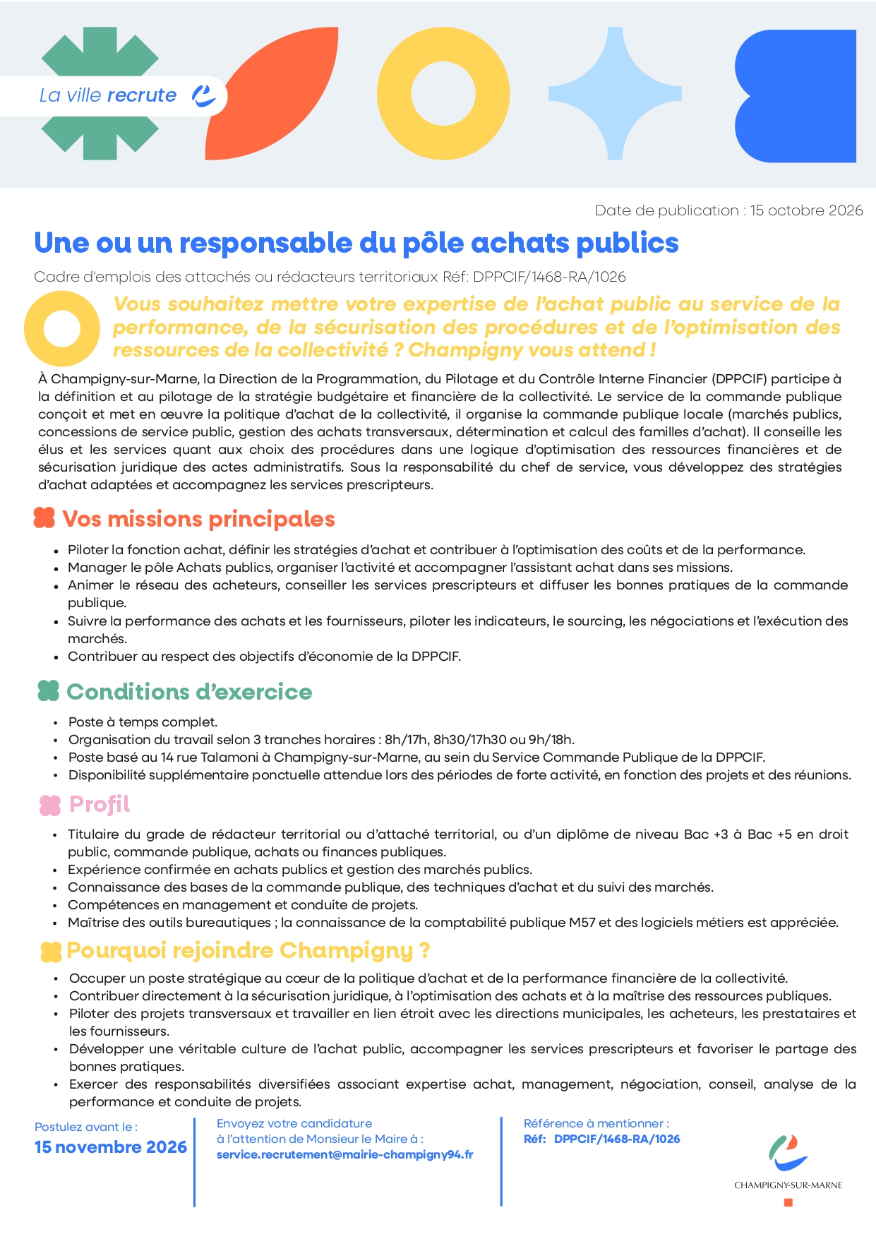 Une ou un responsable du pôle achats publics