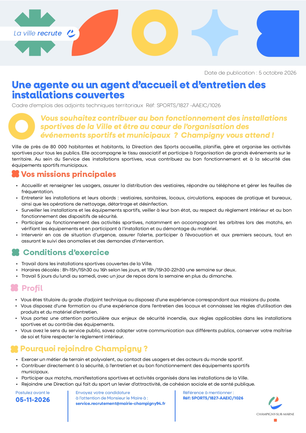 Une agente ou un agent d’accueil et d’entretien des installations couvertes