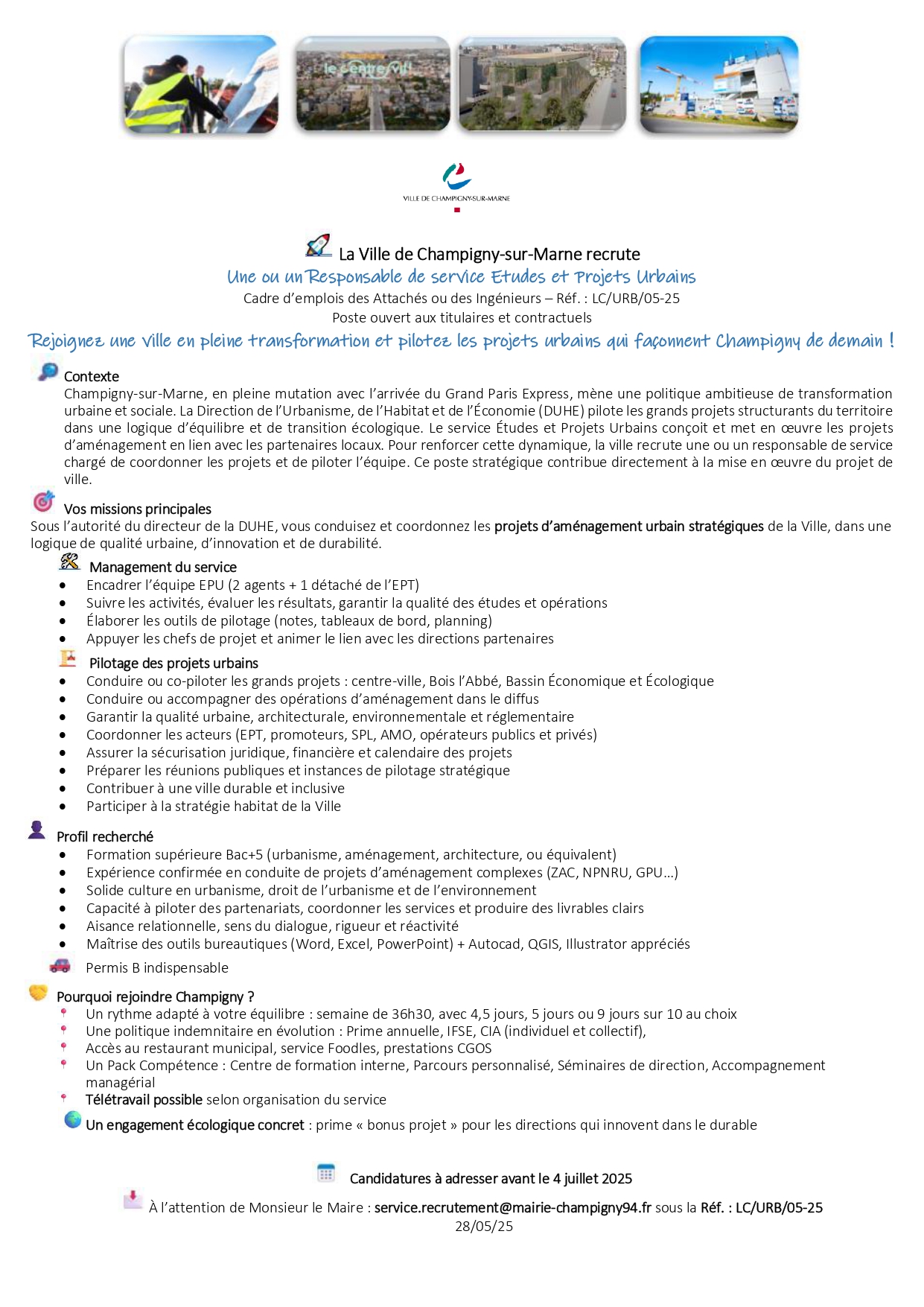 Responsable de service etudes et projets urbains